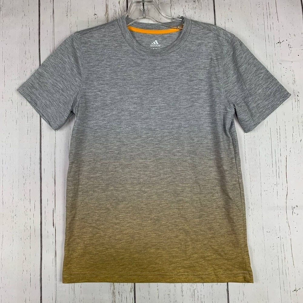 Adidas Logo Medium 2 Tone Casual T-Shirt Gray‎ Yellow New Youth
